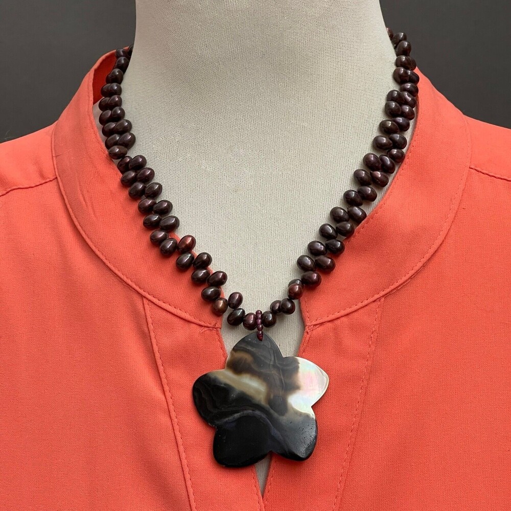 Beaded Beads Purple Water Pearls Shell Pendant Women's Fashion Necklace